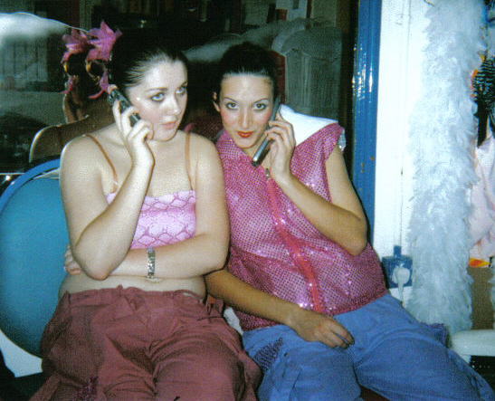 Naomi and Tamsyn on phones